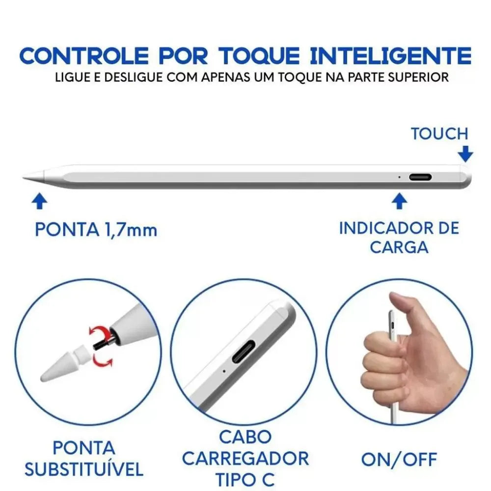 CANETA TOUCH SCREEN ALTA PRECISÃO TABLETS IPADS SMARTPHONES - TOMATE - MIP-007