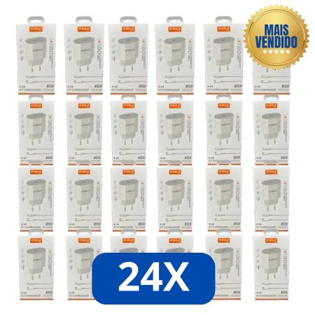 🔌 KIT 24 CARREGADORES COMPLETOS 30W TURBO ANATEL A’GOLD CA31 — DISPONÍVEL PARA USB-C E IPHONE!
