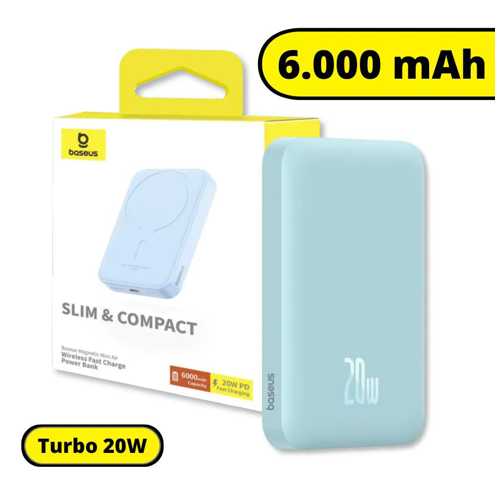 Carregador Portátil Power Bank Magsafe Turbo 20W 6.000mAh - Azul - Baseus