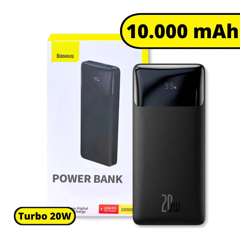 Carregador Portátil Power Bank Turbo 20W 10.000mAh - Preto - Baseus