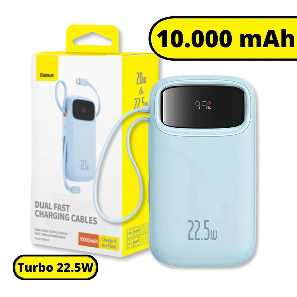 Carregador Portátil Power Bank Turbo 22.5W 10.000mAh - Azul - Baseus