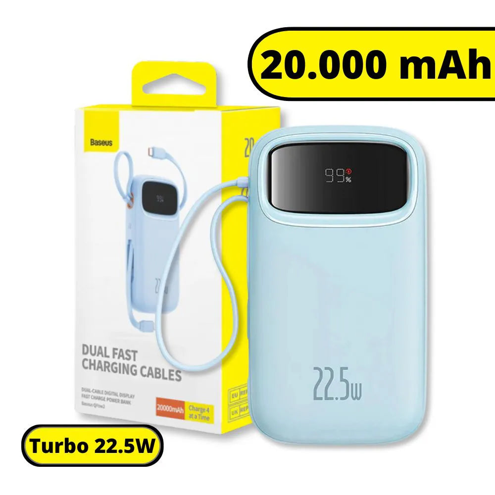 Carregador Portátil Power Bank Turbo 22.5W 20.000mAh - Azul - Baseus