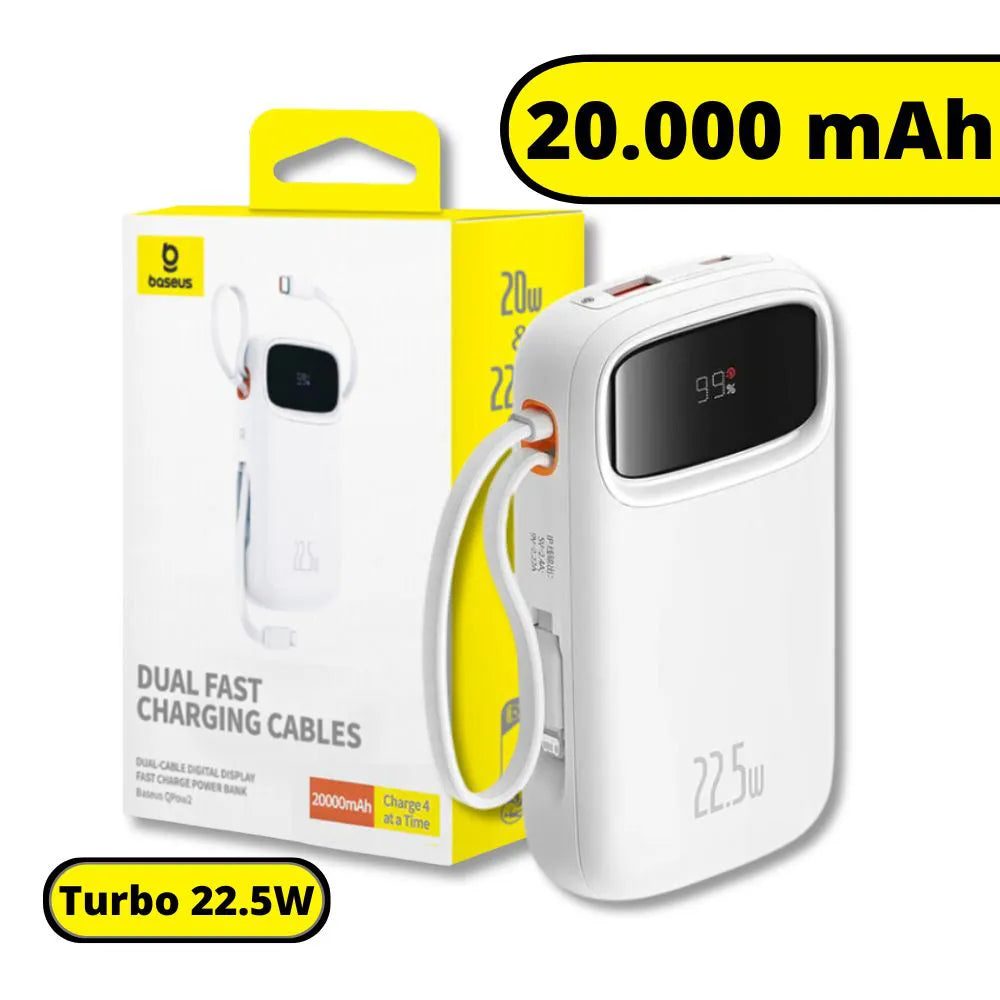 Carregador Portátil Power Bank Turbo 22.5W 20.000mAh - Branco - Baseus