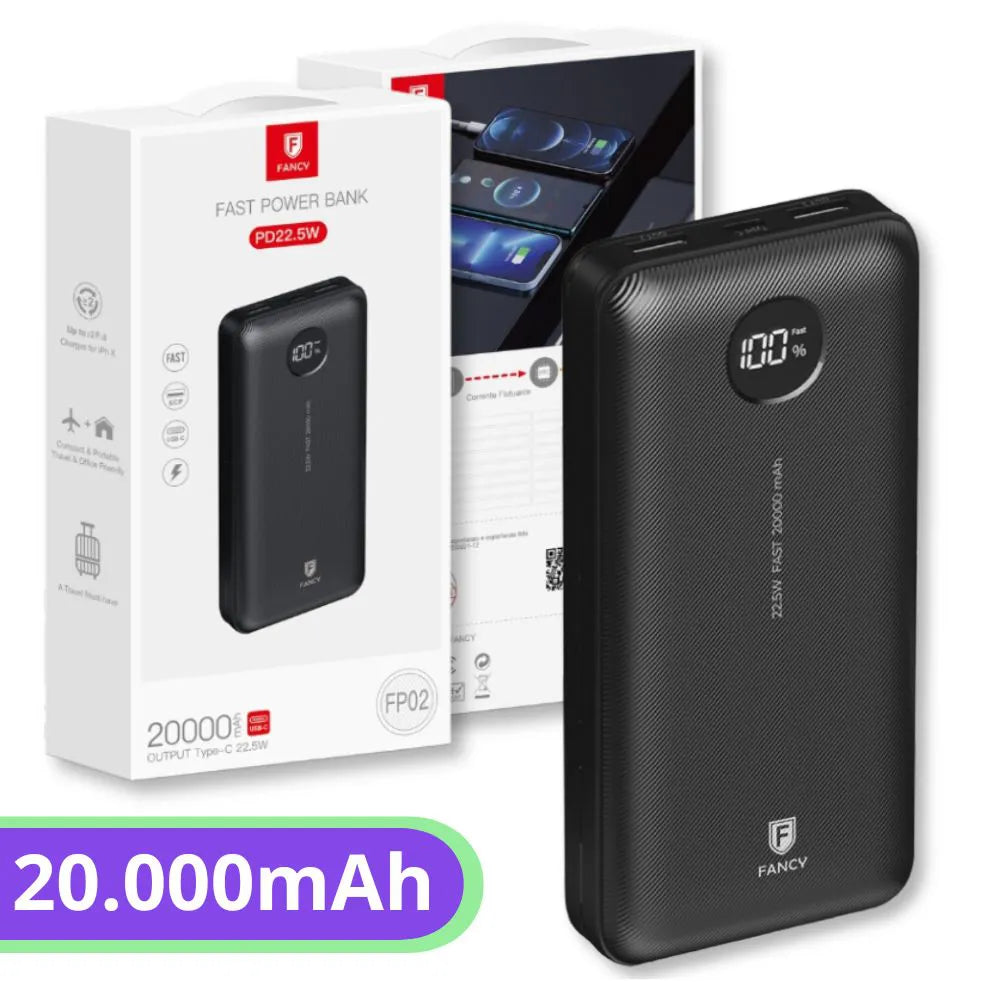 CARREGADOR PORTÁTIL TURBO POWERBANK 20000MAH PD 22.5W - FANCY - FP02
