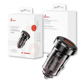 CARREGADOR VEICULAR TURBO 36W USB + USB-C SUPREMA - FANCY - CC-K06