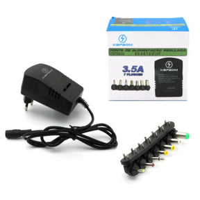 FONTE DE ALIMENTAÇÃO UNIVERSAL REGULÁVEL 3.5A COM 7 PLUGES - KAPBOM - KAP-C115