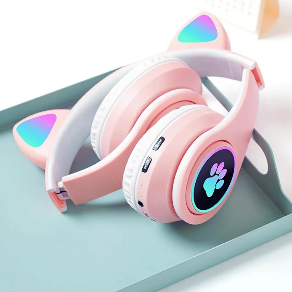 HEADPHONE BLUETOOTH C/ ORELHA DE GATINHO E LUZES RGB - ALTOMEX - B-19B