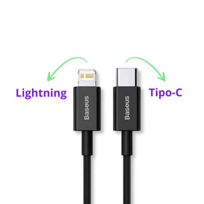 Kit Carregador Turbo PD 20W Super Si + Cabo Tipo-C para Lightning - Preto - Baseus