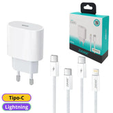 KIT CARREGADOR TURBO PD 20W USB-C + CABO - DANX