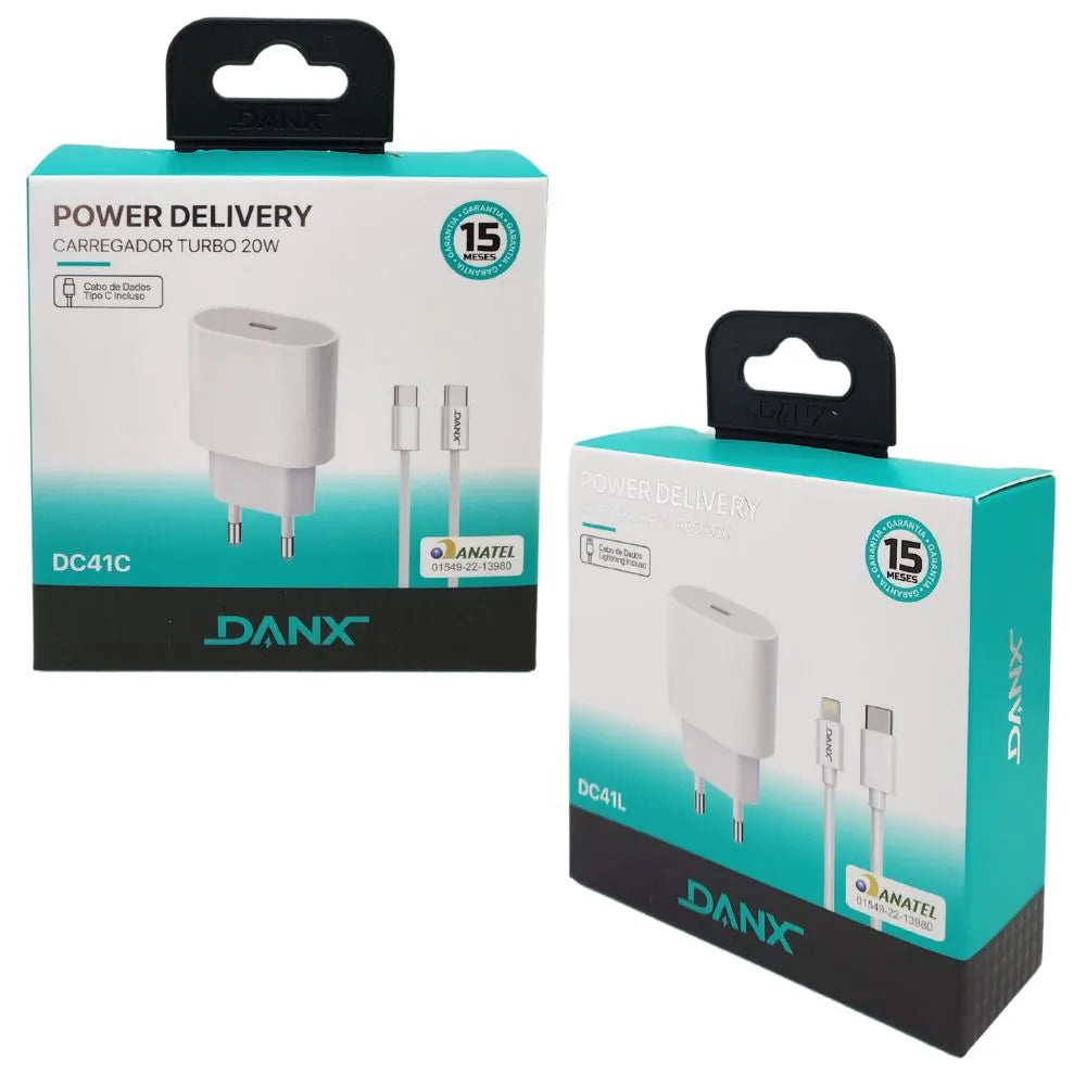 KIT CARREGADOR TURBO PD 20W USB-C + CABO - DANX