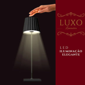 Luminária Abajur Mesa LED Touch Luxo Sem Fio Recarregável Preto