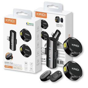 Microfone de Lapela Magnético s/ Fio Tipo-C- Kaidi - KMF4-C