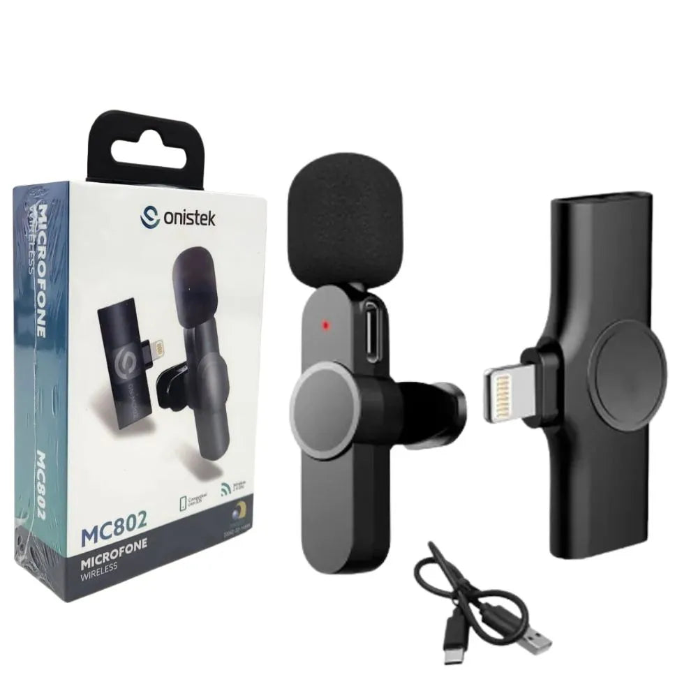 MICROFONE DE LAPELA SEM FIO - LIGHTNING - ON-MC802