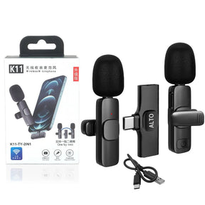 MICROFONE DE LAPELA SEM FIO 2 EM 1 - TIPO-C - K11-TY-2IN1