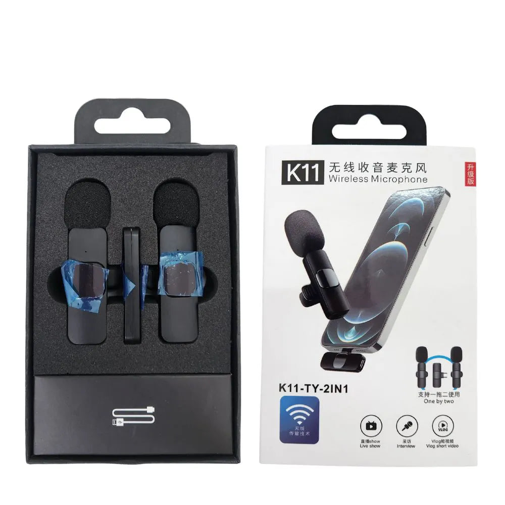 MICROFONE DE LAPELA SEM FIO 2 EM 1 - TIPO-C - K11-TY-2IN1