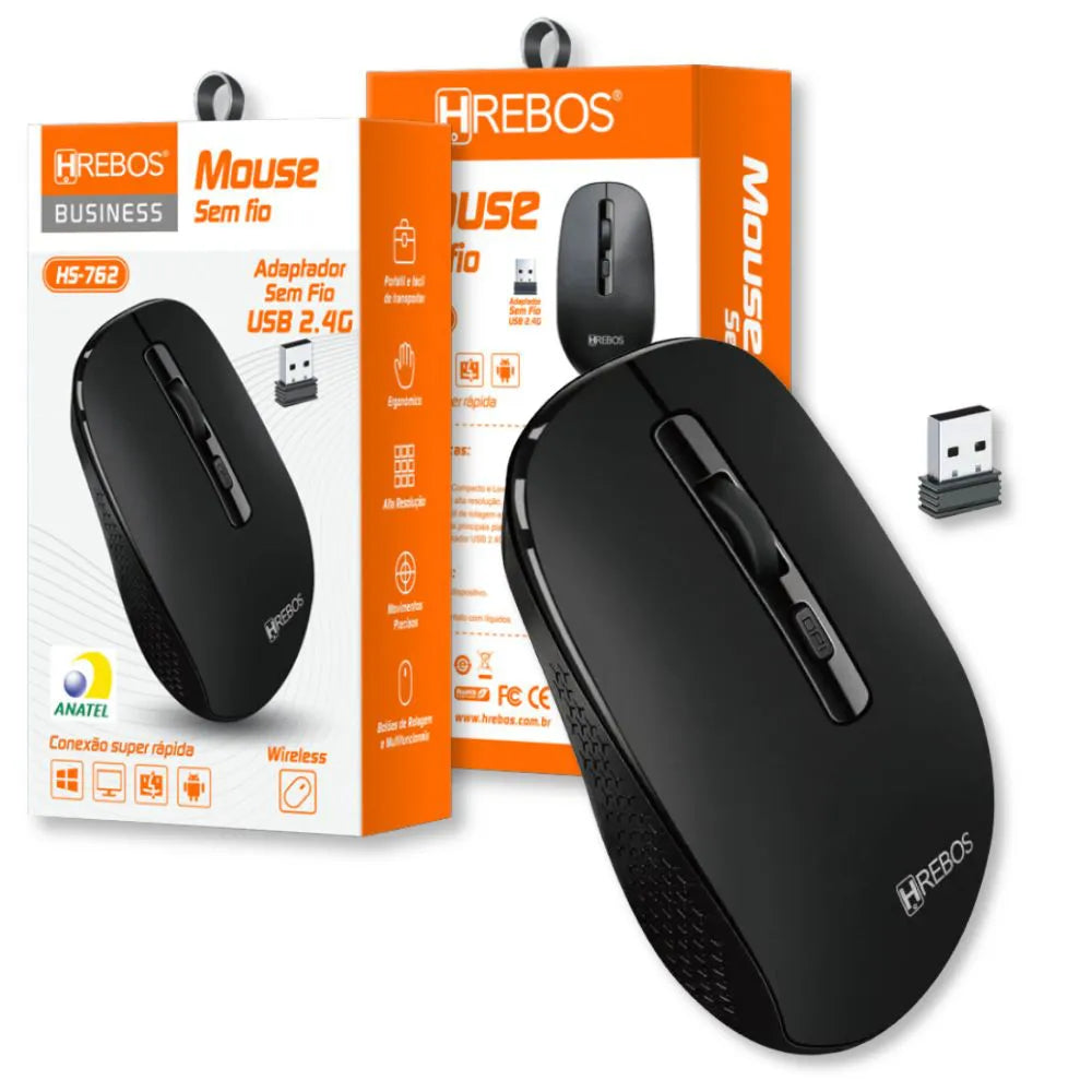 MOUSE SEM FIO BUSINESS WIRELESS 2.4G - HREBOS - HS-762