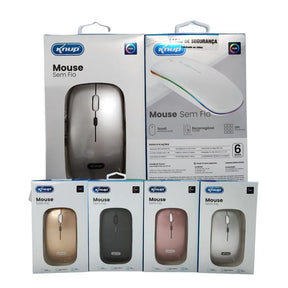 MOUSE SEM FIO RECARREGÁVEL COM LED RGB - KNUP - KP-MU013