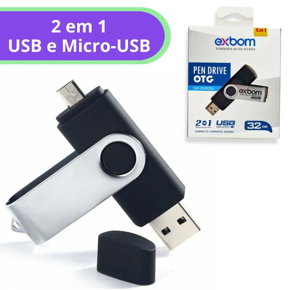 PEN DRIVE OTG USB / MICRO-USB 32GB - EXBOM - STGD-OTGV832GA