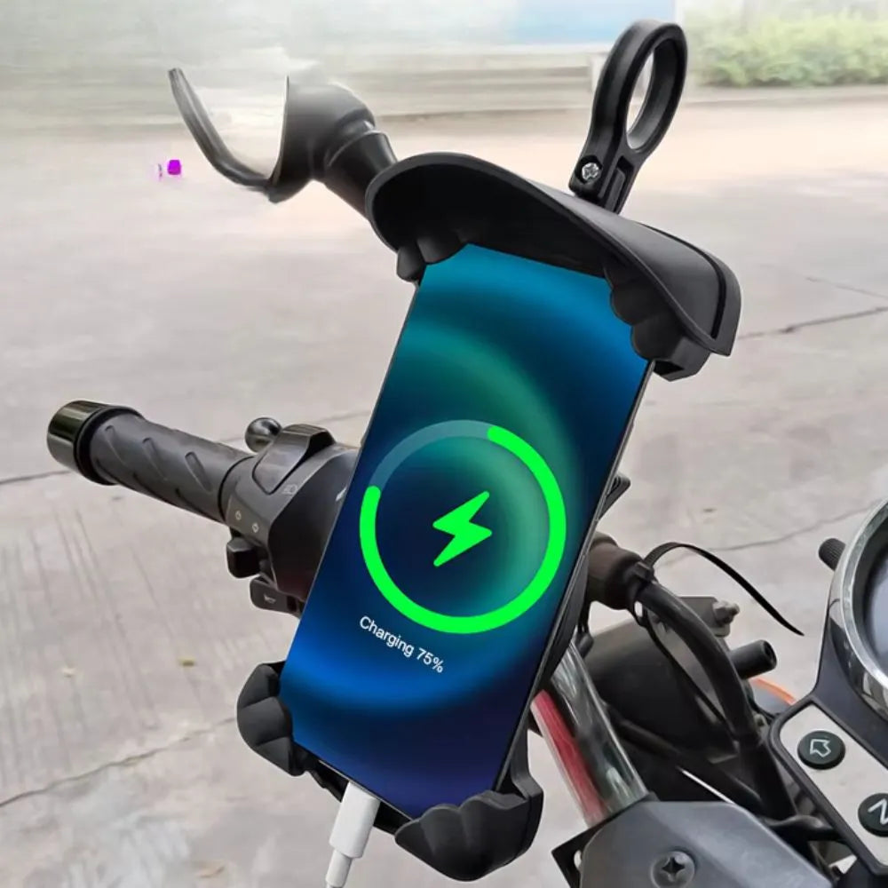 Suporte de Celular p/ Moto c/ Carregador e Proteção Solar - Tomate - MT-251