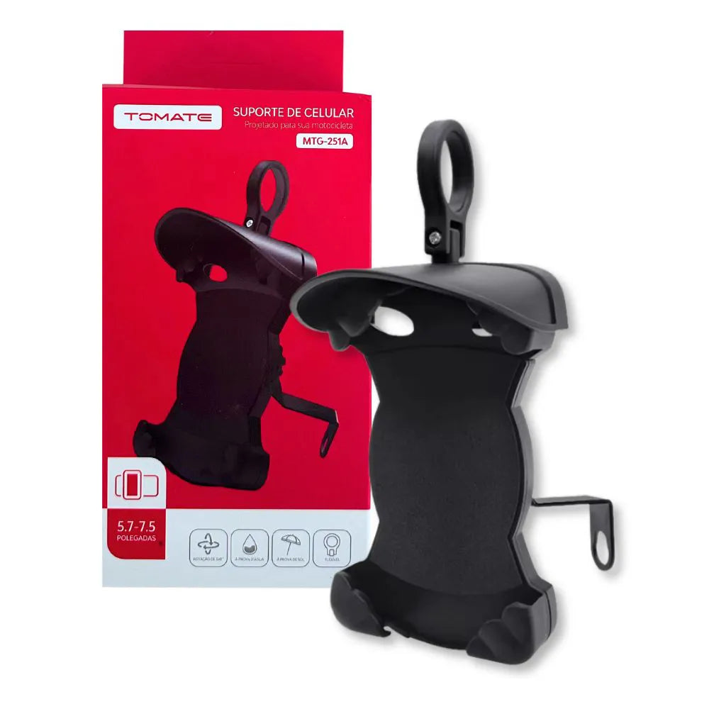 Suporte de Celular p/ Moto c/ Proteção Solar - Tomate - MT-251A