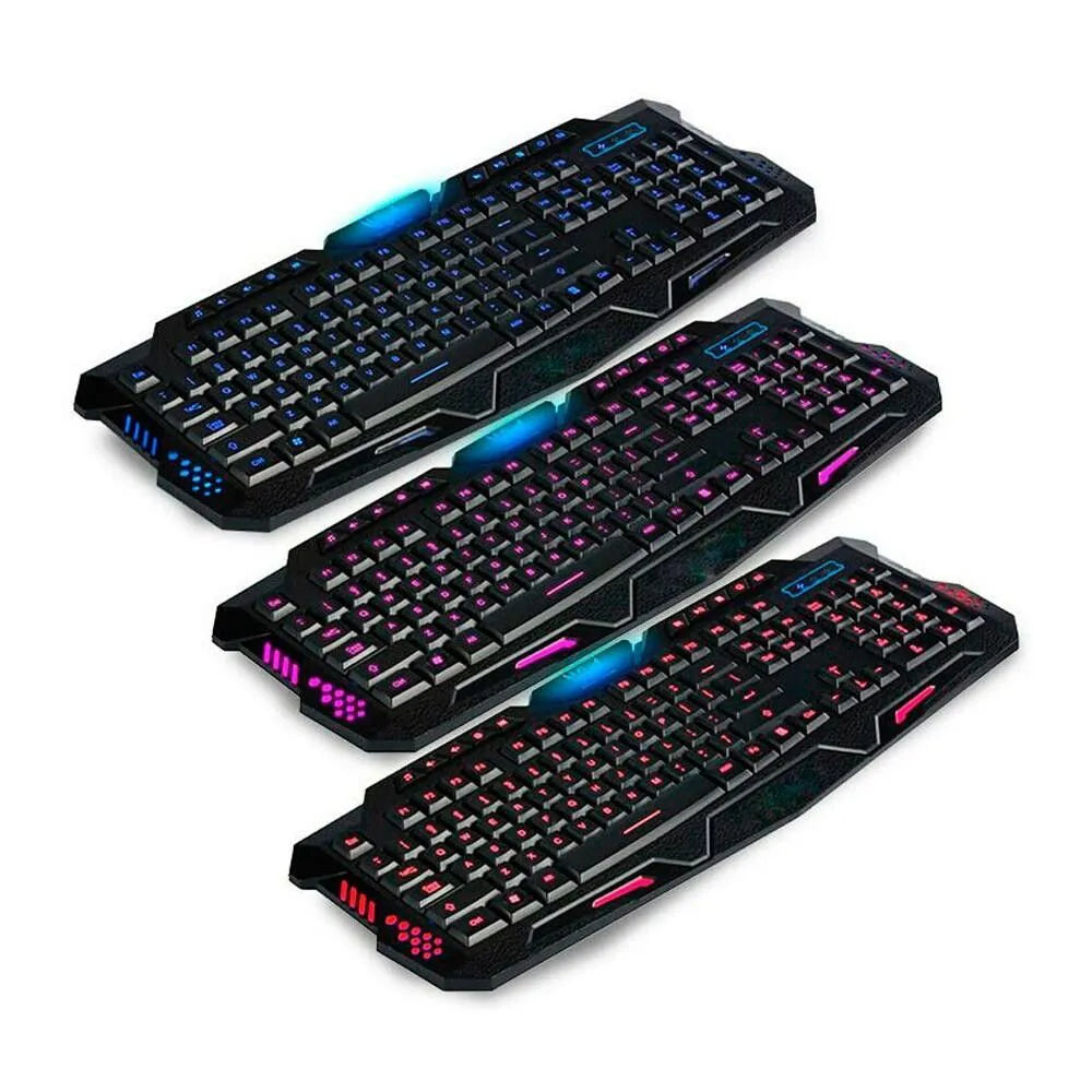 TECLADO GAMER USB MULTIMÍDIA LED 3 CORES C/ FIO - EXBOM - BK-G35