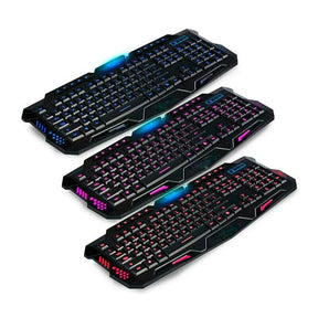 TECLADO GAMER USB MULTIMÍDIA LED 3 CORES C/ FIO - EXBOM - BK-G35