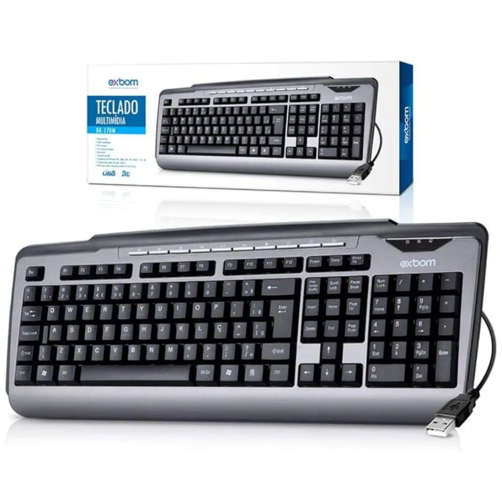 TECLADO MULTIMÍDIA USB C/ FIO - EXBOM - BK-170M
