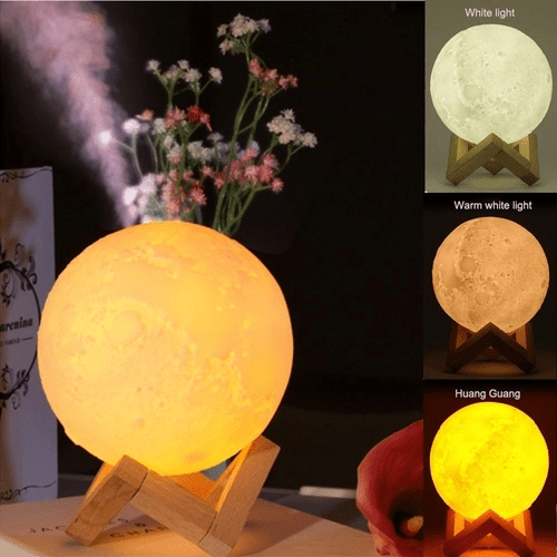 Umidificador Aromatizador Luminária Abajur Lua Cheia 3D – 880ml